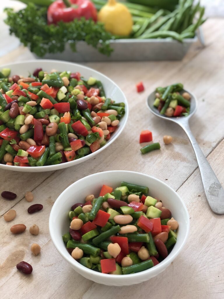 Bean salad in big bowl