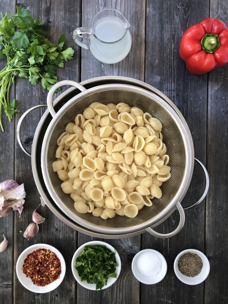 Orecchiette Pasta in sieve 