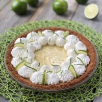 Key lime pie on table