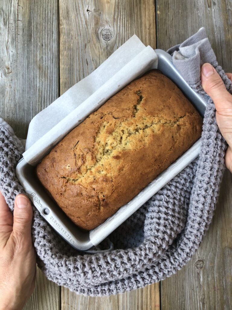 Loaf in pan right out of the oven