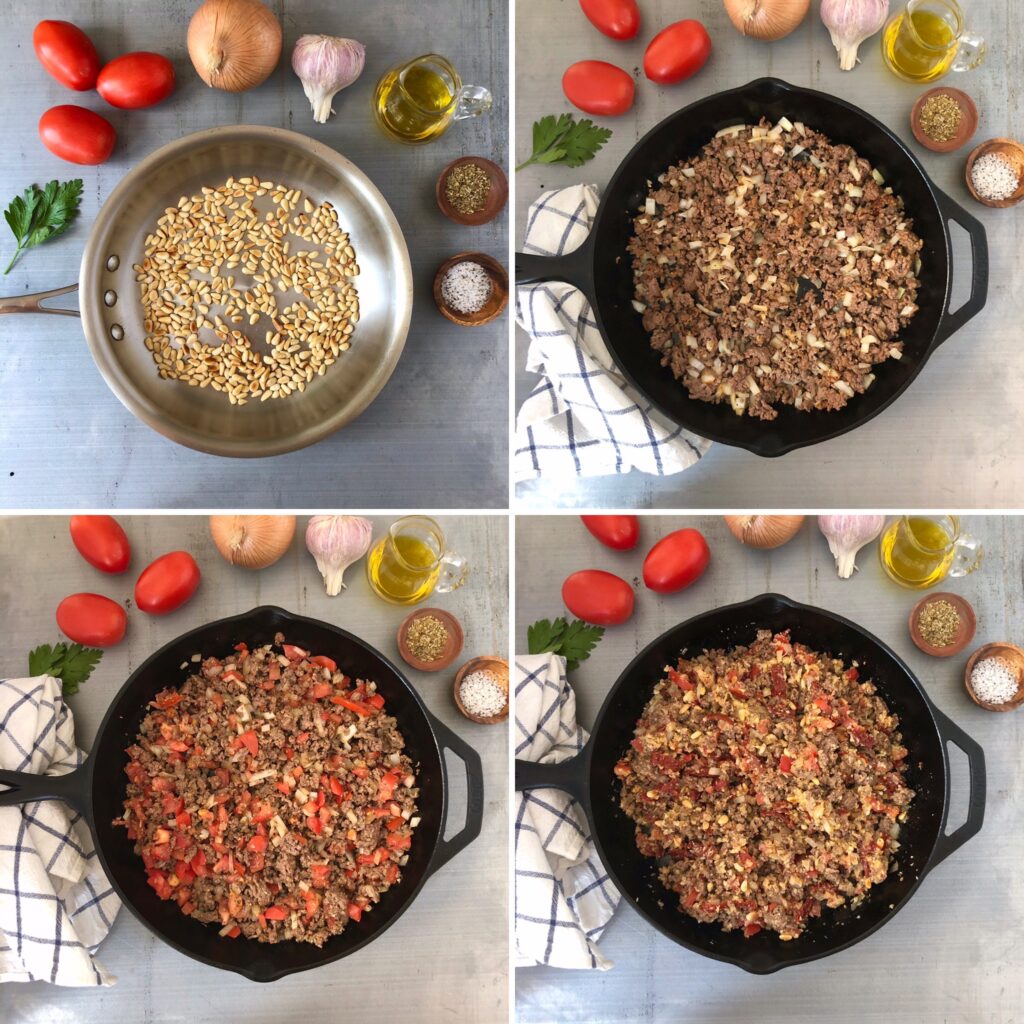 Stuffing cooking in pan