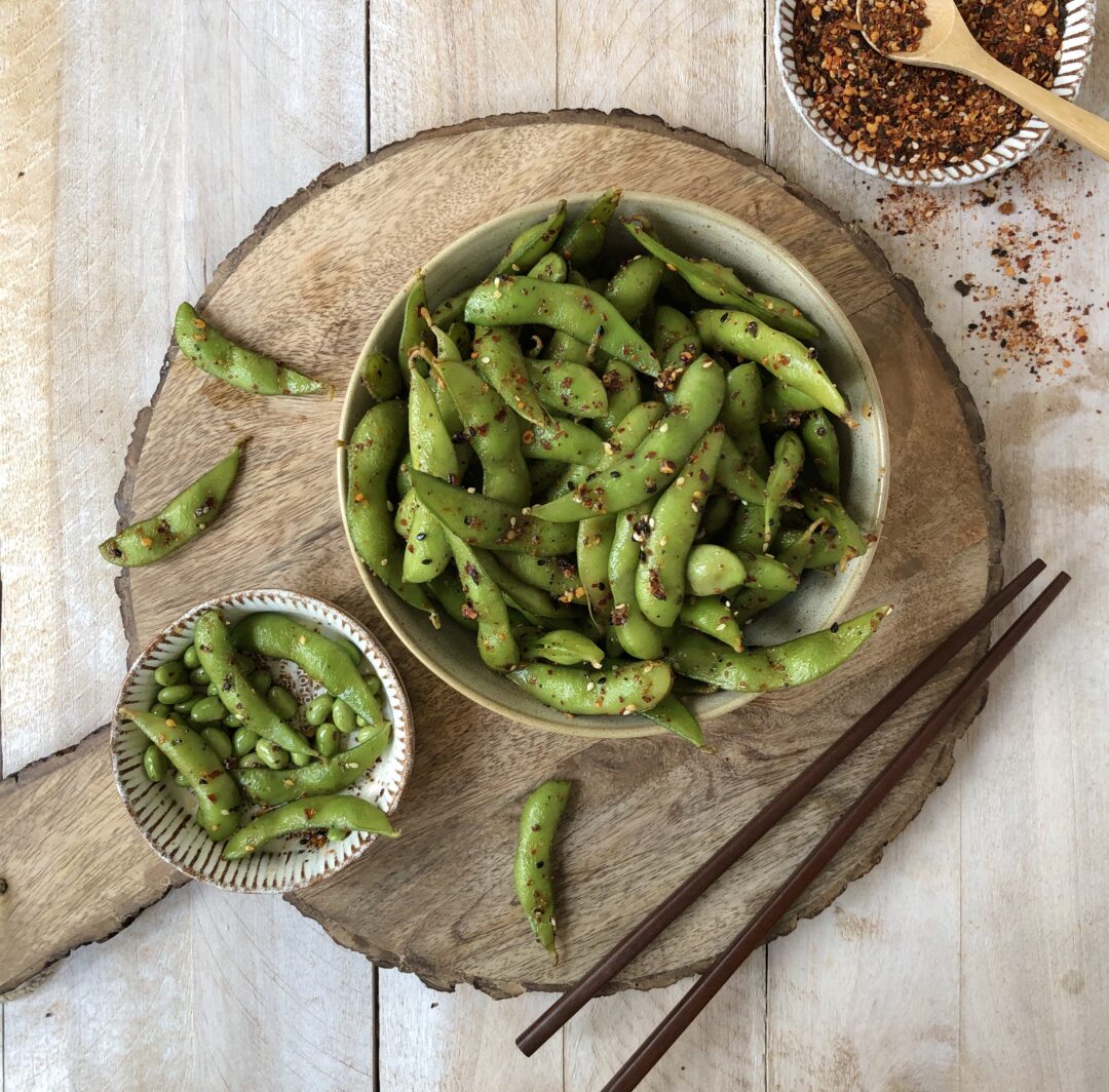 Edamame Beans with Japanese 7-Spice Blend - The Kitchen Fairy