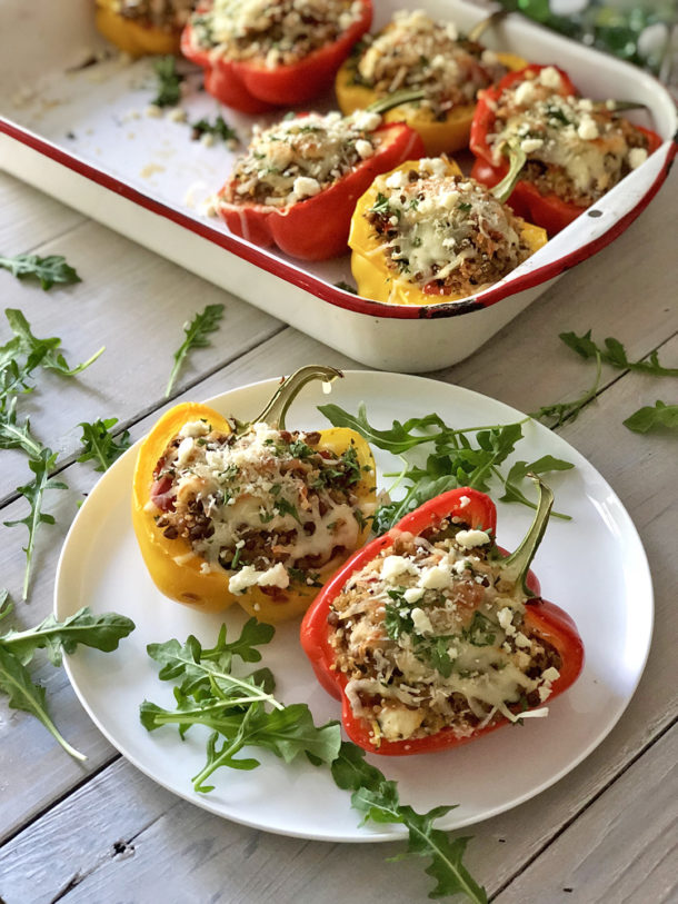 Vegetarian Quinoa & Lentil Stuffed Peppers