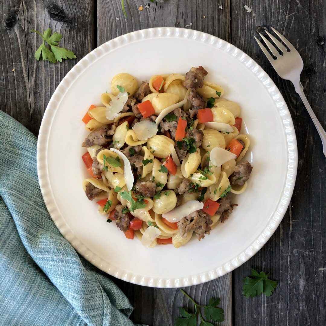 Orecchiette Pasta with Italian Sausage & Red Peppers