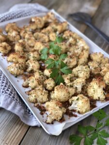 Roasted cauliflower in a pan