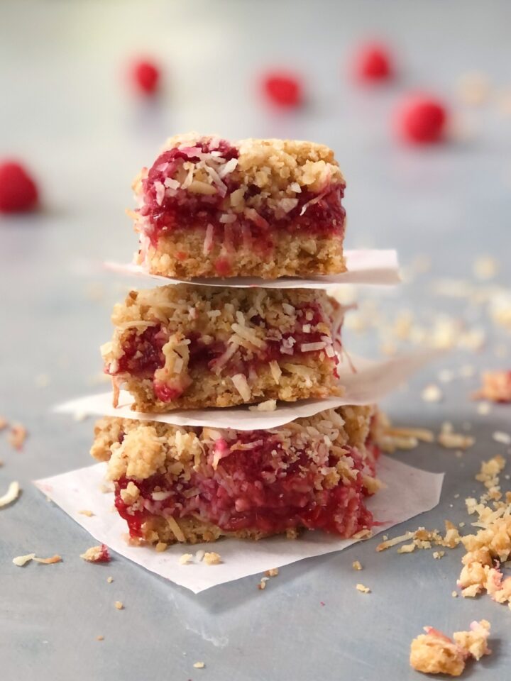 Raspberry Coconut Bars - The Kitchen Fairy