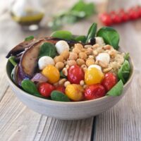 Mushroom Quinoa Salad Bowl assembled and ready to serve.